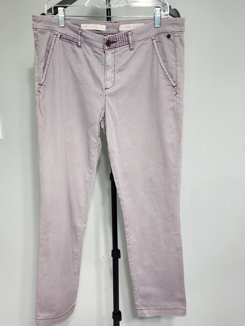 Anthro Pilcro Letterpress Hyphen Pants 31 Dusty Lavender Purple Stitch Chino